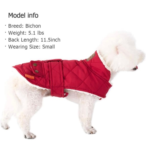 Kyeese Red Quilted Dog Jacket - Picture 2 of 6